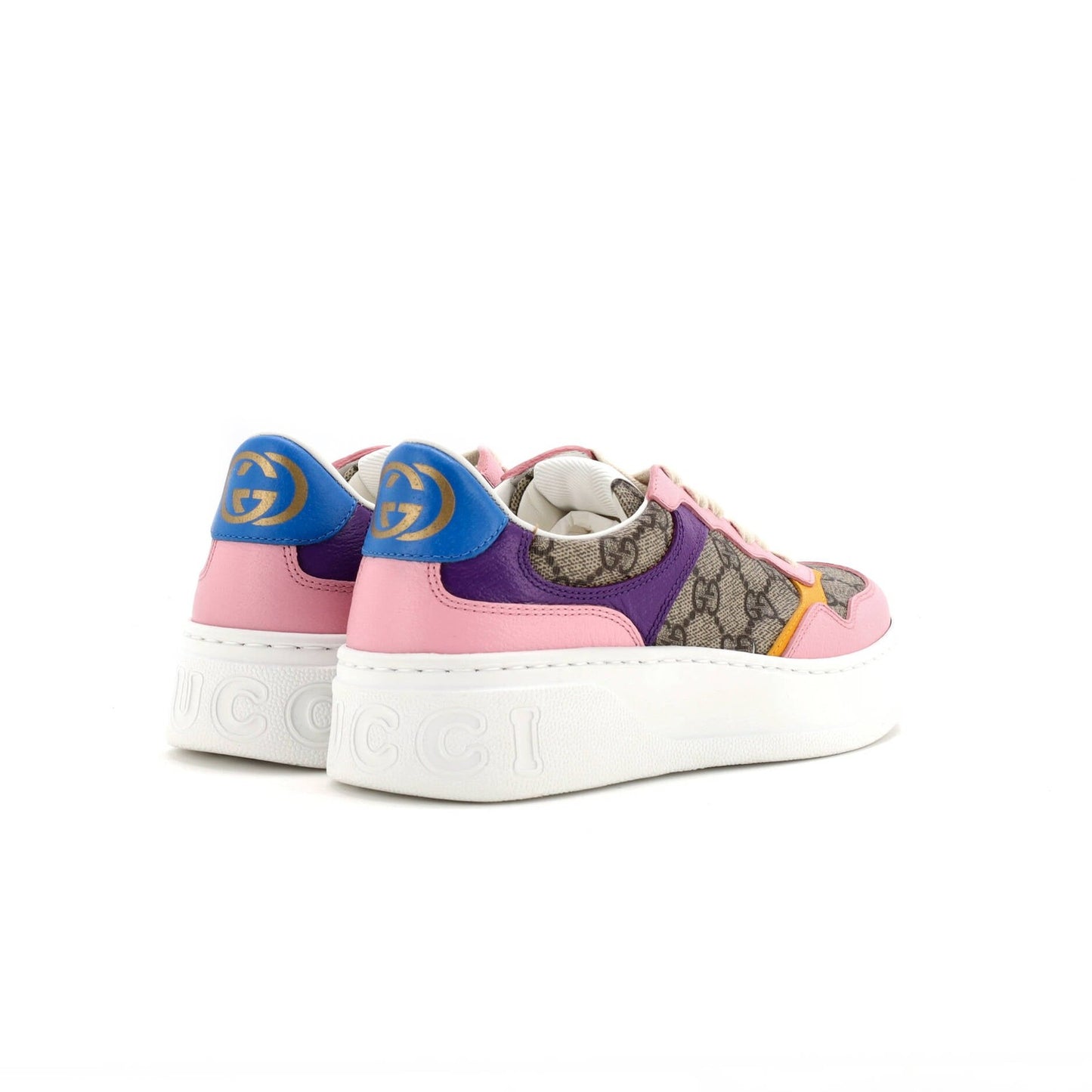 Gucci Women'S Dali Platform Sneakers Gg Canvas With Leather