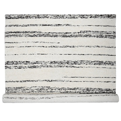 12'2"X14'9" Ivory Striae Design Wool Hand Knotted Oversized Oriental Rug