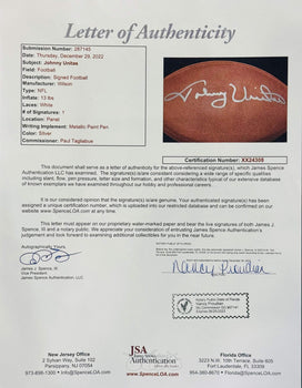 Johnny Unitas Autographed Official Wilson Nfl Football (Jsa)