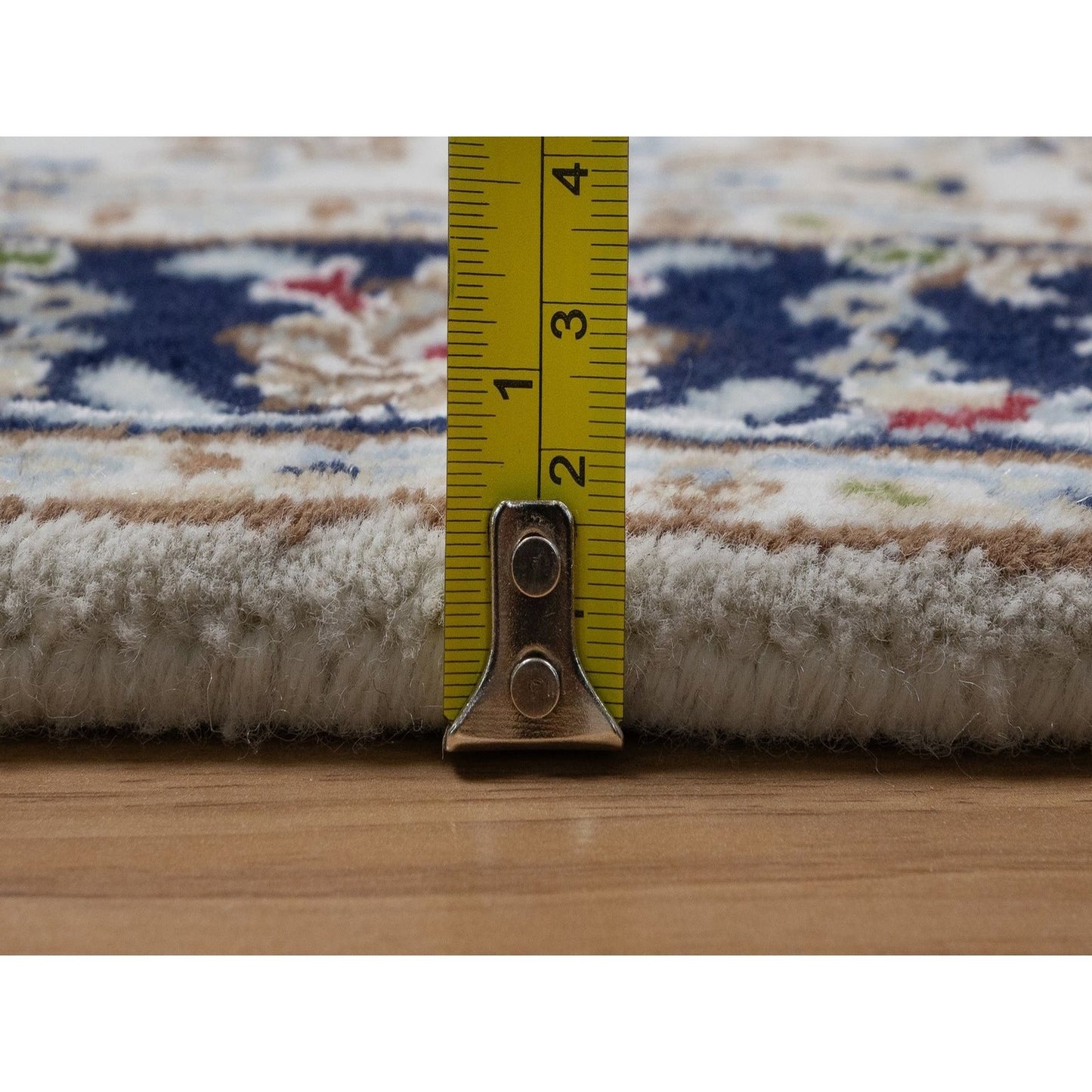 2'8"X10'3" Ivory Nain Medallion Motif Wool & Silk Hand Knotted Runner Rug