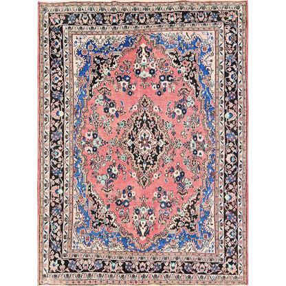 7'X10' Rose Pink Vintage Zoroastrian Babikoodid 100% Wool Hand Knotted Rug