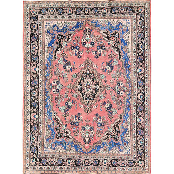 7'X10' Rose Pink Vintage Zoroastrian Babikoodid 100% Wool Hand Knotted Rug