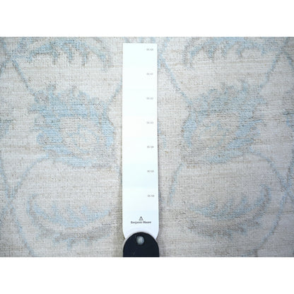 2'7"X10' Daisy White Wool Hand Knotted Washed Out Runner Oriental Rug