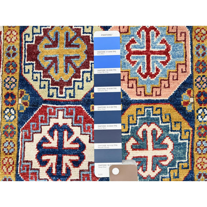 2'7"X9'6" Blue Afghan Special Kazak Hand Knotted Wool Wide Runner Rug