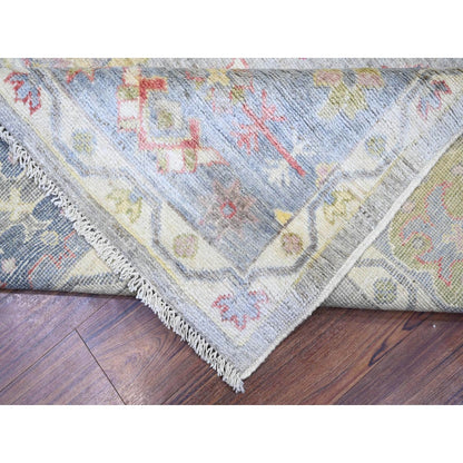 8'1"X9'10" Cloud Gray Afghan Angora Oushak Soft Wool Hand Knotted Rug