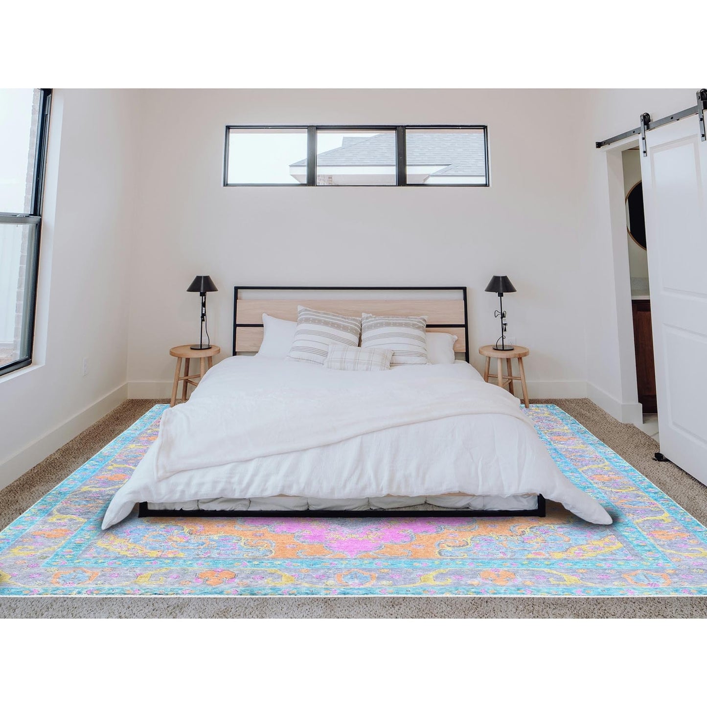 9'2"X12' Pink Painted Vintage Zoroastrian Tebraz Hand Knotted All Wool Rug