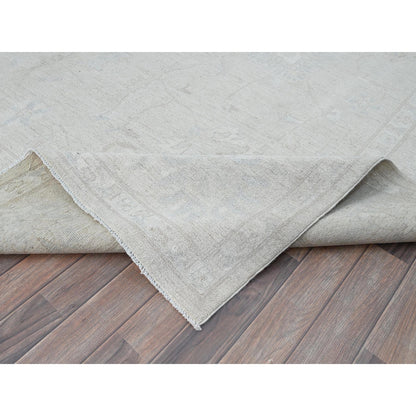 9'10"X13'10" Snow Cap White Hand Knotted Wool Peshawar Oriental Rug
