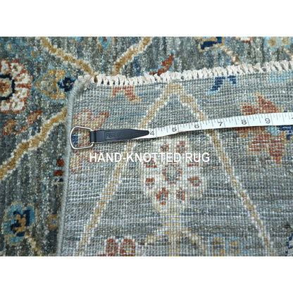 2'X3' Green Hand Knotted Mat Wool Rug Trellis Borderless Garden Design