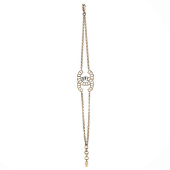 Chanel Cc Double Strand Bracelet Metal With Crystal