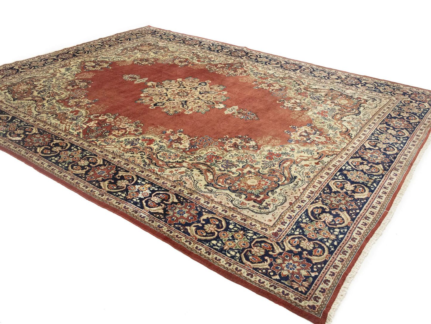 Semi-Antique Hand-Knotted Floral Rug Extra Large