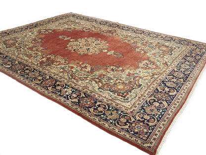 Semi-Antique Hand-Knotted Floral Rug Extra Large