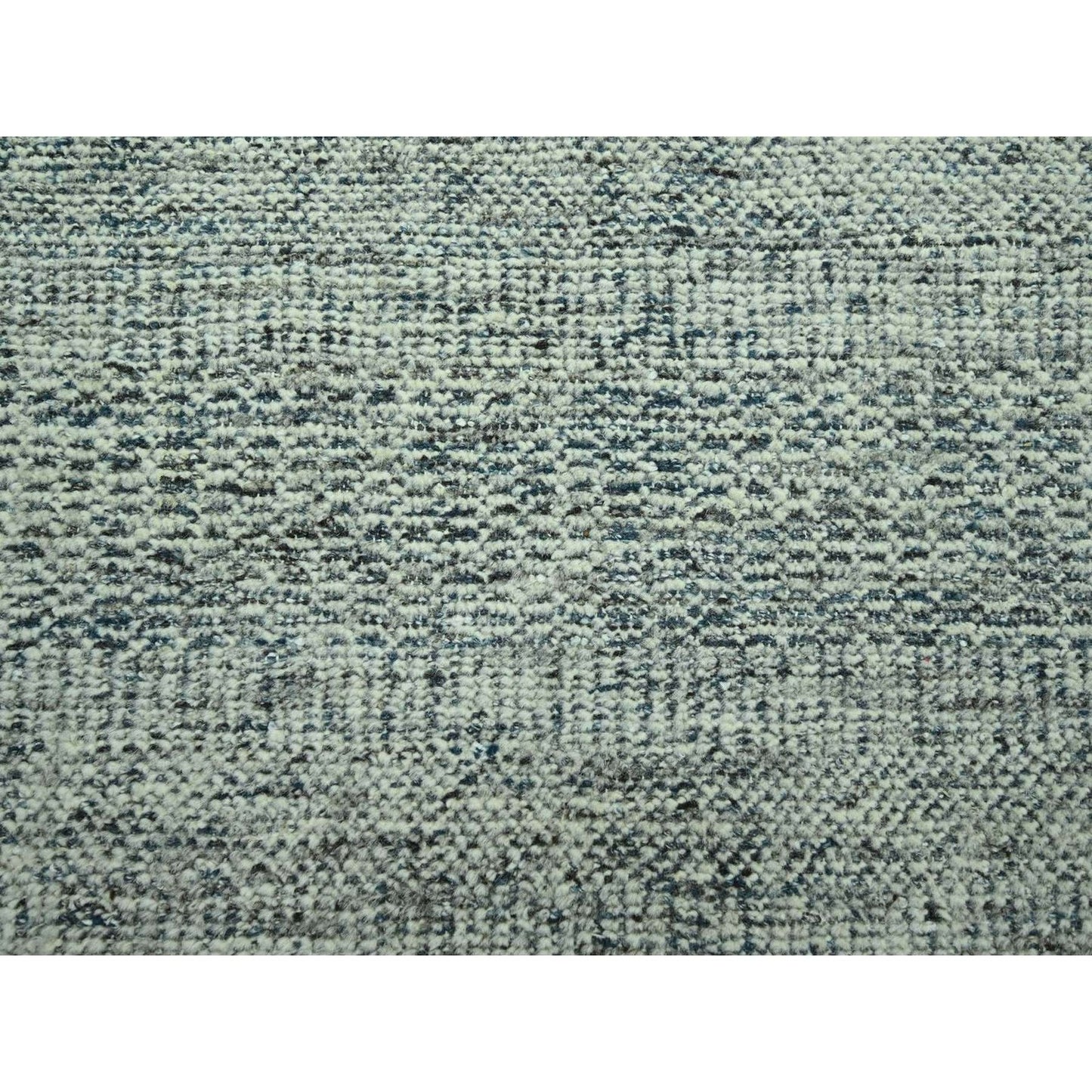 10'X13'10" Teal Blue Pure Wool Rug Oxidized Grass Design Hand Knotted
