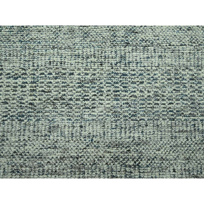 10'X13'10" Teal Blue Pure Wool Rug Oxidized Grass Design Hand Knotted