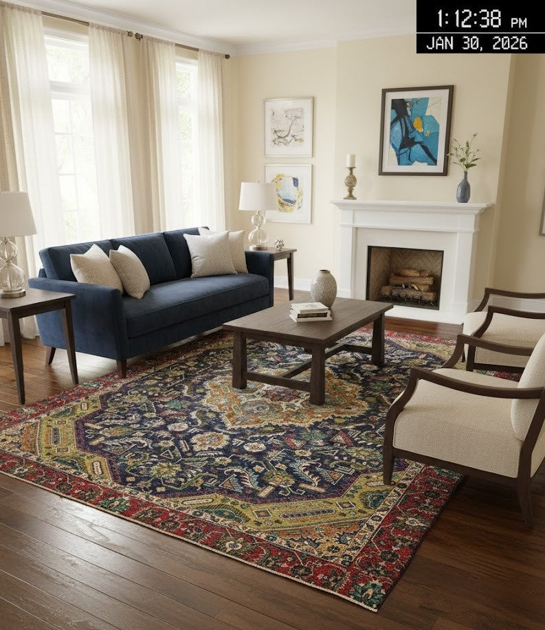 Rug Oriental Distressed 9X12 Traditional Floral Carpet Living Room Vintage