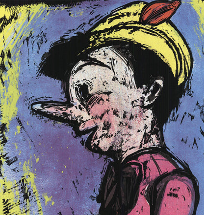 Jim Dine Pinocchio " Mixed Media Pop Art Red Blue Yellow Jim Di