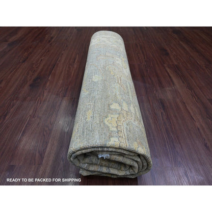 8'X10' Gray Peshawar Heris All Over Design Hand Knotted Wool Rug Oriental