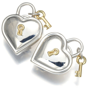 Tiffany&Co. Earrings Heart Lock Key 925 Sterling