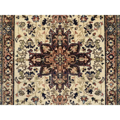 2'7"X10'3" Beige Antiqued Heris Re-Creation Wool Hand Knotted Runner Rug