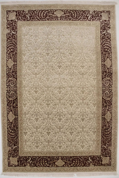 7X10 Ft Hand-Knotted Wool & Silk Oriental Rug 400