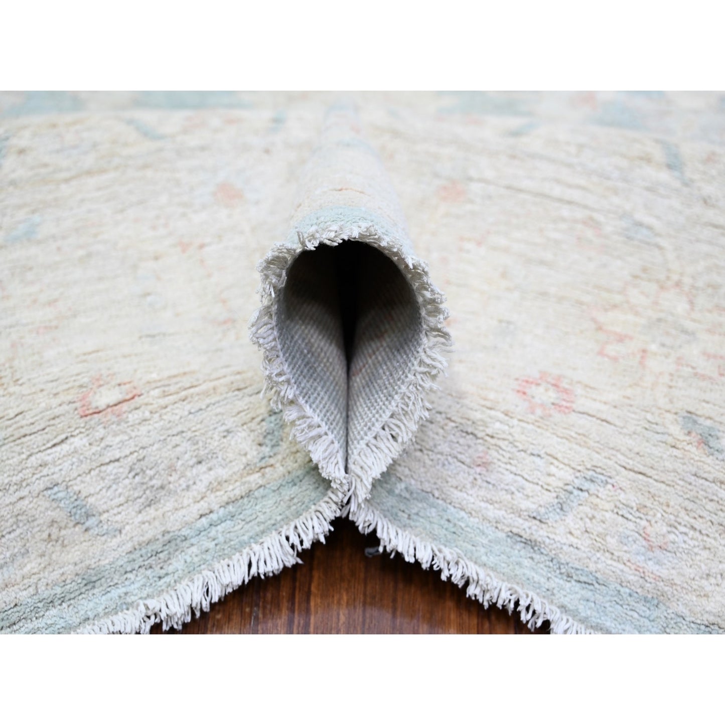 8'X9'7" Cadet Gray Finer Peshawar Soft Wool Hand Knotted Oriental Rug