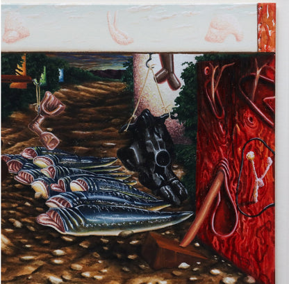 Original painting signed gouache on paper by Steve Galloway and Edward Henderson 1987