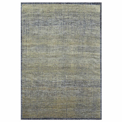 10'X14' Brown & Black Grass Design Hand Knotted Pure Wool Oriental Rug