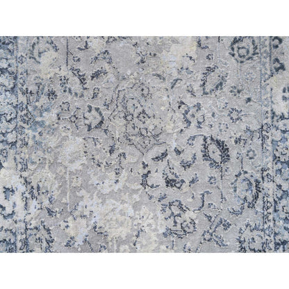3'2"X4'10"Wool With Pure Silk Hand Knotted Gray Broken Kishoon Design Rug