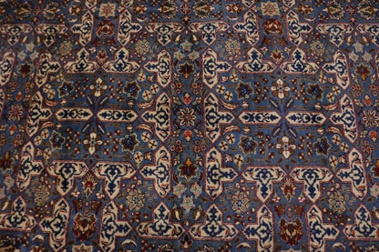 Vintage Blue Wool Oriental Rug Allover Floral