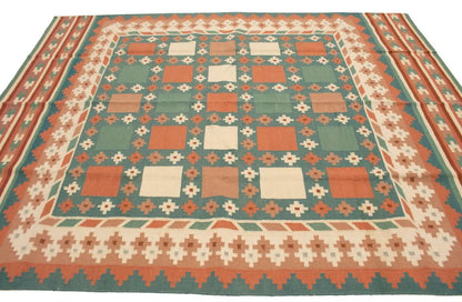 Geometric Dhurrie Rug Reversible Flat-Weave