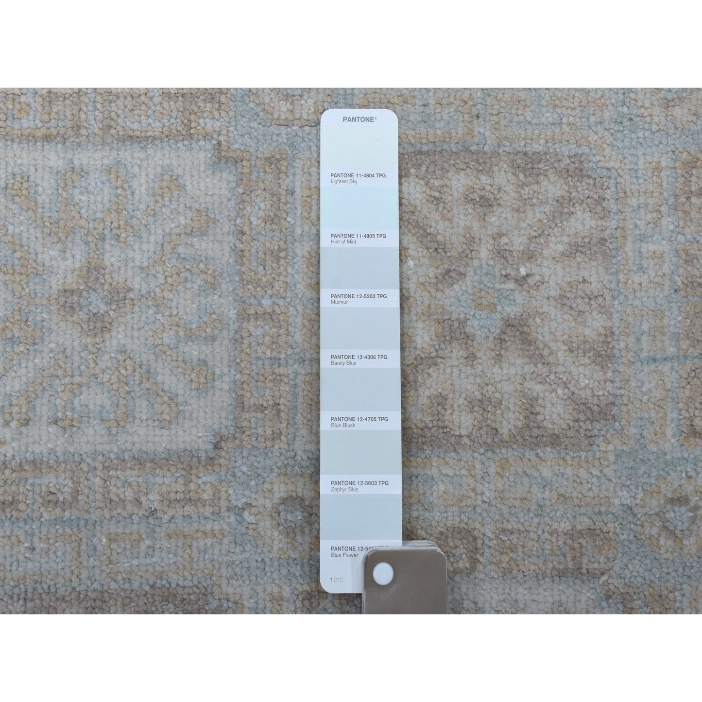 4'1"X6'1" White Wash Peshawar Mahal Design Pure Wool Hand Knotted Rug