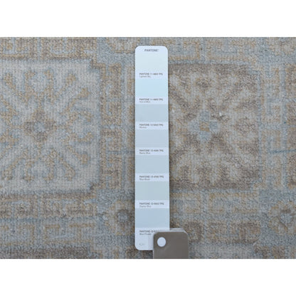 4'1"X6'1" White Wash Peshawar Mahal Design Pure Wool Hand Knotted Rug