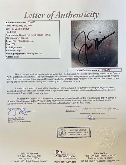 Jack Nicklaus Autographed Ohio State Buckeyes Mini Helmet (Jsa)