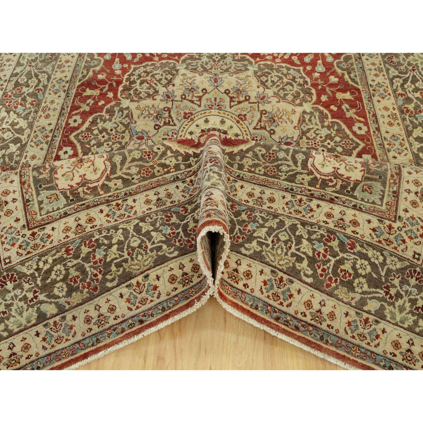 6'2"X9'1" Caliente Red Antiqued Haji Jalili Design Wool Hand Knotted Rug