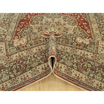 6'2"X9'1" Caliente Red Antiqued Haji Jalili Design Wool Hand Knotted Rug