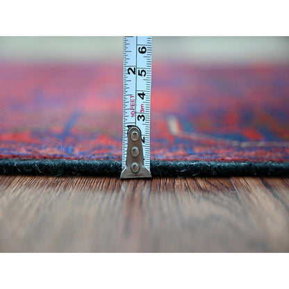 2'7"X6'3" Red Andkhoy Geometric Design Soft Wool Hand Knotted Runner Rug