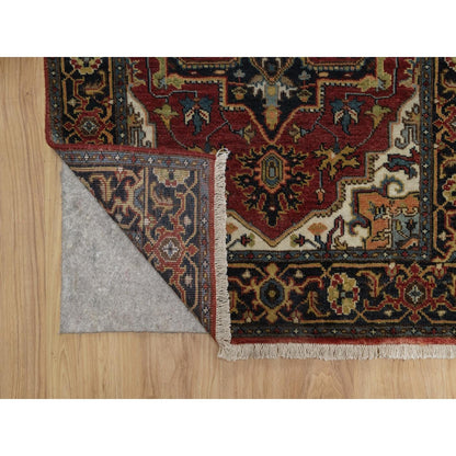 2'9"X8'1" Red Hand Knotted Rug Antiqued Fine Heris Revival Wool Runner
