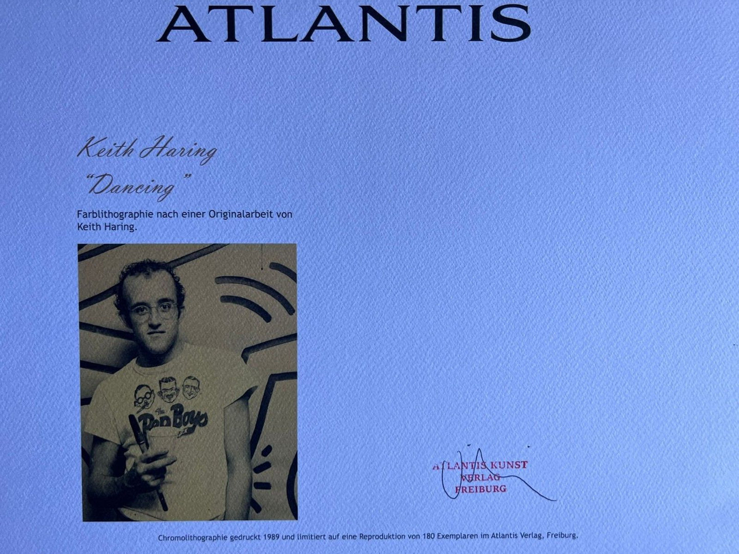 Keith Haring Lithograph Coa ''Dancing'' Signed Op Numbered By Hand