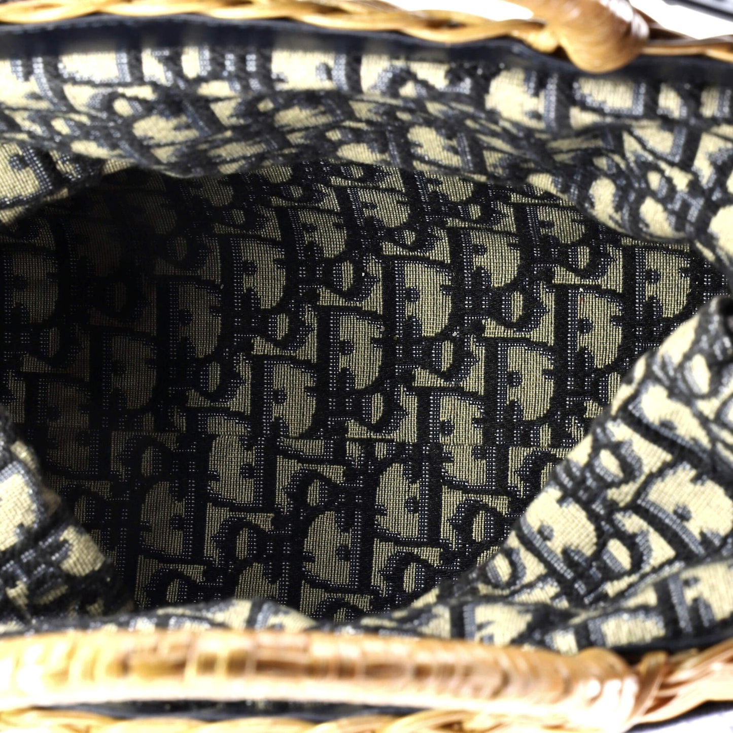 Christian Dior Basket Bag Wicker And Oblique Canvas Large