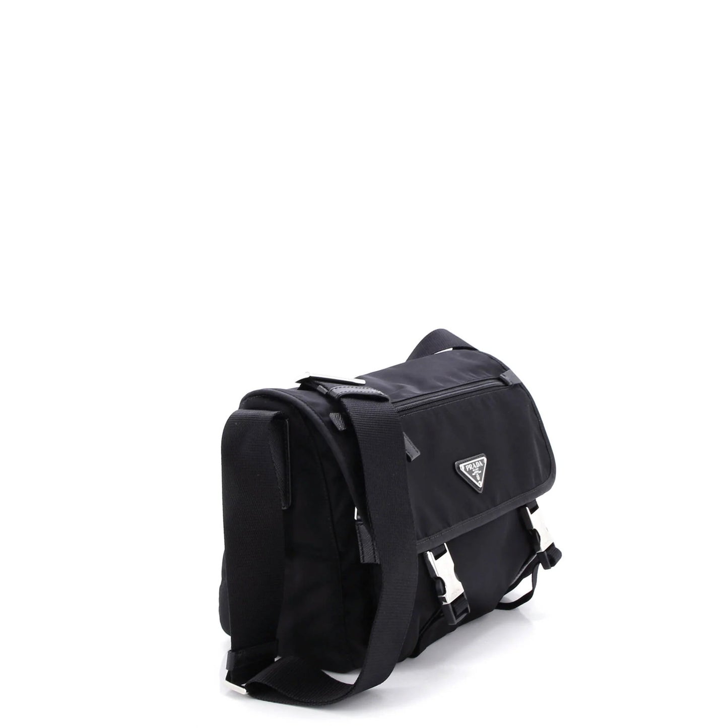 Prada Double Buckle Flap Messenger Bag Tessuto Large