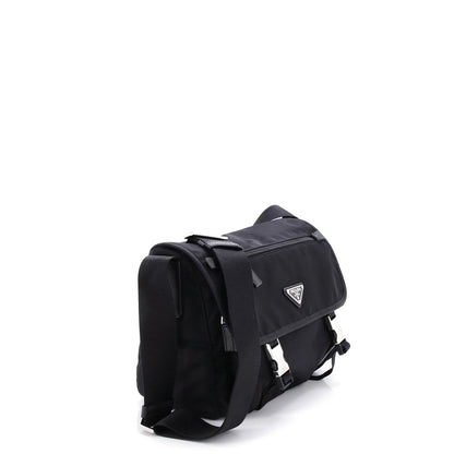 Prada Double Buckle Flap Messenger Bag Tessuto Large