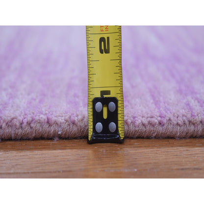 2'6"X12'4" Pink Hand Knotted Zero Pile Pure Wool Only Runner Rug