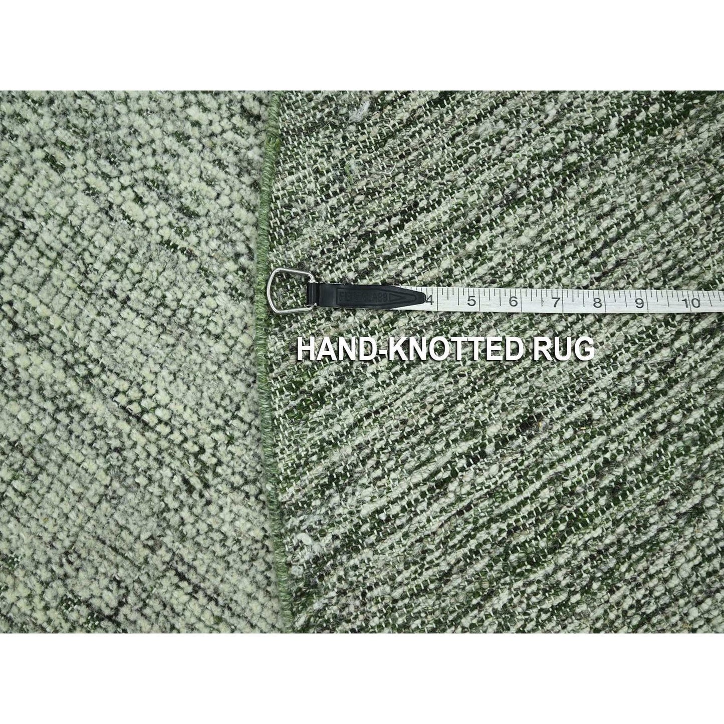 6'X6' Basil Green Hand Knotted Rug Pure Wool Oxidized Grass Design Round