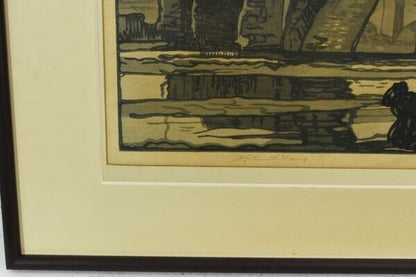 Frank William Brangwyn Woodblock Print Old Bridge