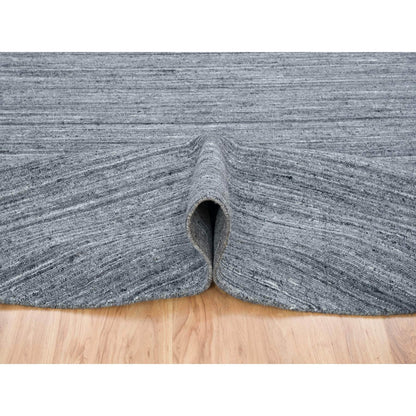 10'X10' Arsenic Gray Wool Modern Striae Round Hand Loomed Oriental Rug