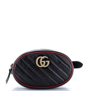 Leather Gucci GG Marmont Belt Bag Diagonal Quilted