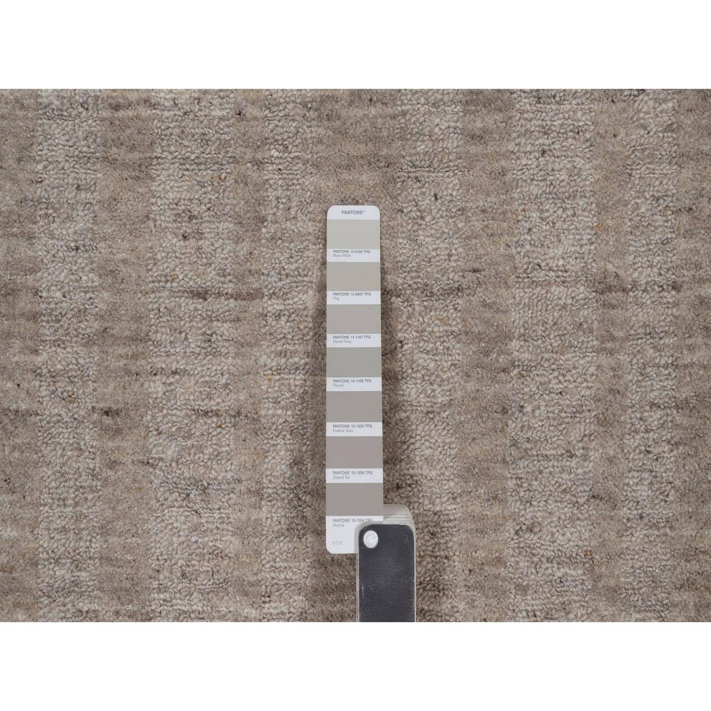 5'X5' Tan Brown Salt And Pepper Design Hand Loomed Natural Wool Round Rug