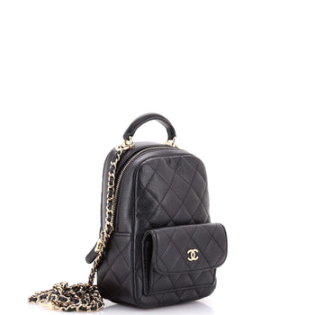 Chanel Classic Cc Chain Pocket Backpack Quilted Caviar Mini