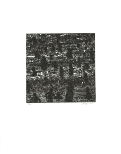 Wayne Gonzales Beach Signed " Etching Contemporary Black & White