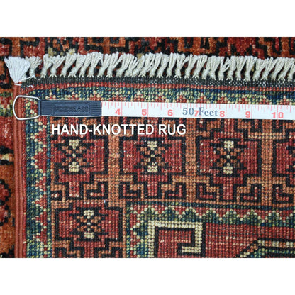 2'X3' Tomato Red Elephant Feet Design 100% Wool Hand Knotted Rug