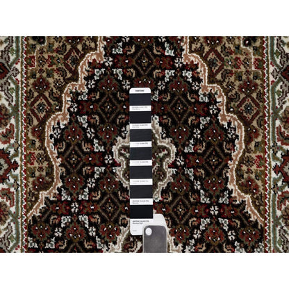 2'5"X4'8" Black Wool Rug Tebraz Mahi With Medallion Design Hand Knotted